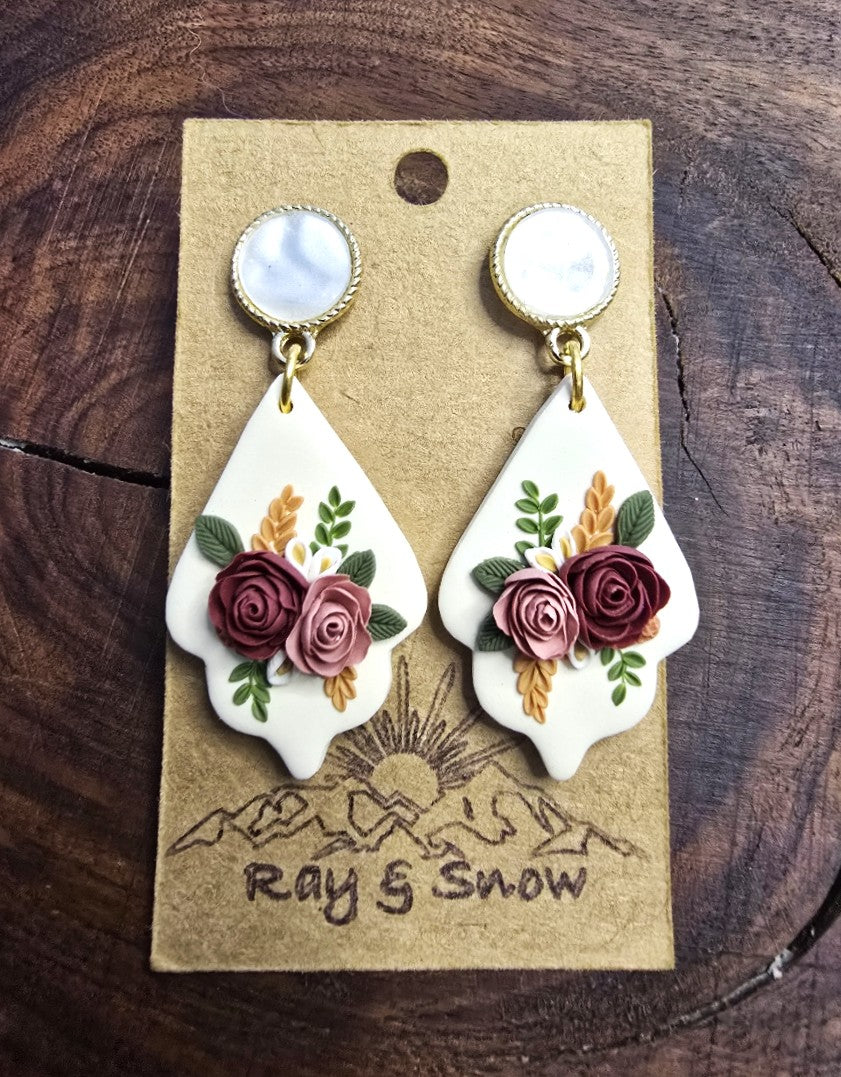 Annaelise I White Polymer Clay Dangle Earring