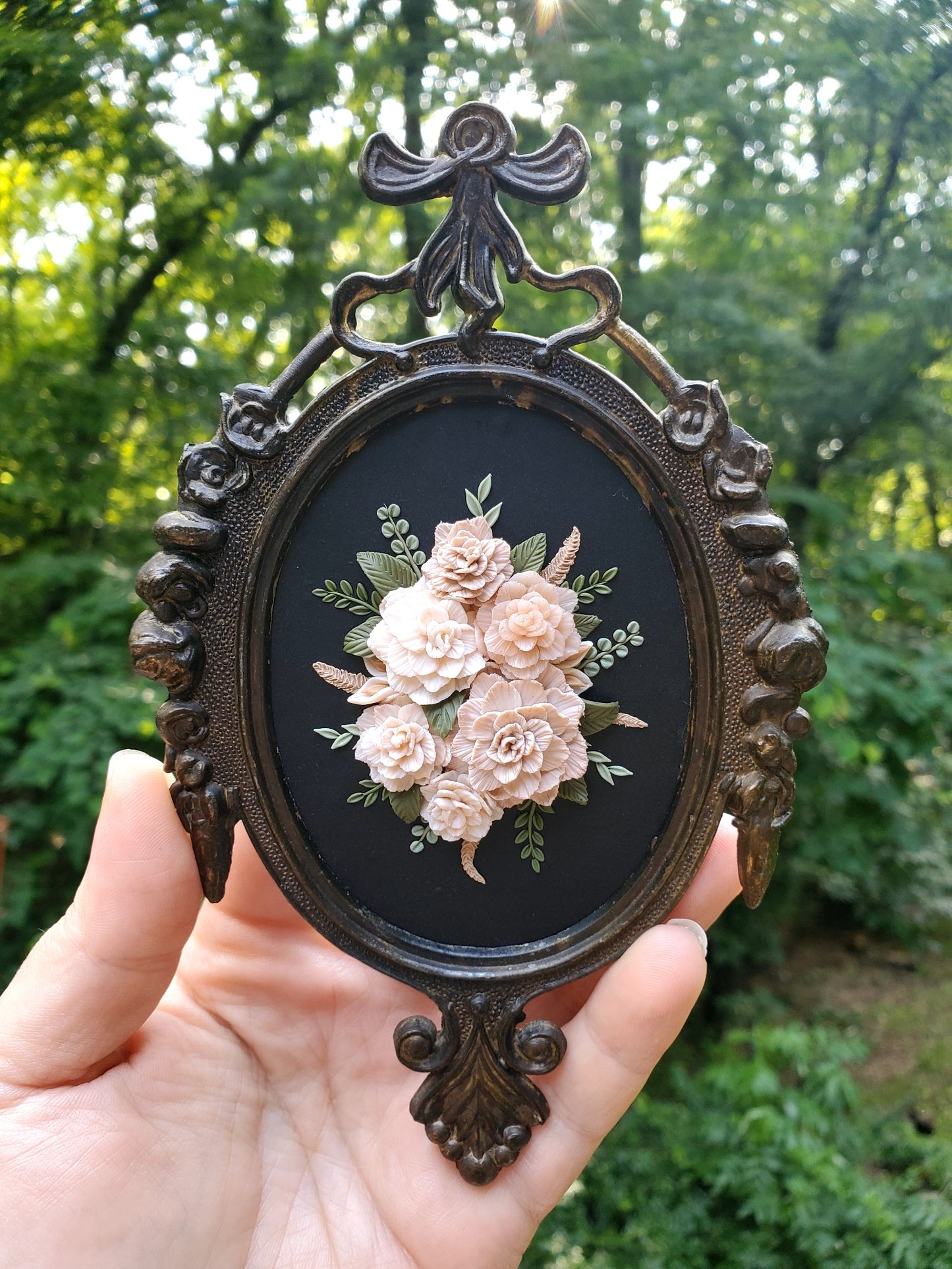 Framed Polymer Clay Floral Arrangement