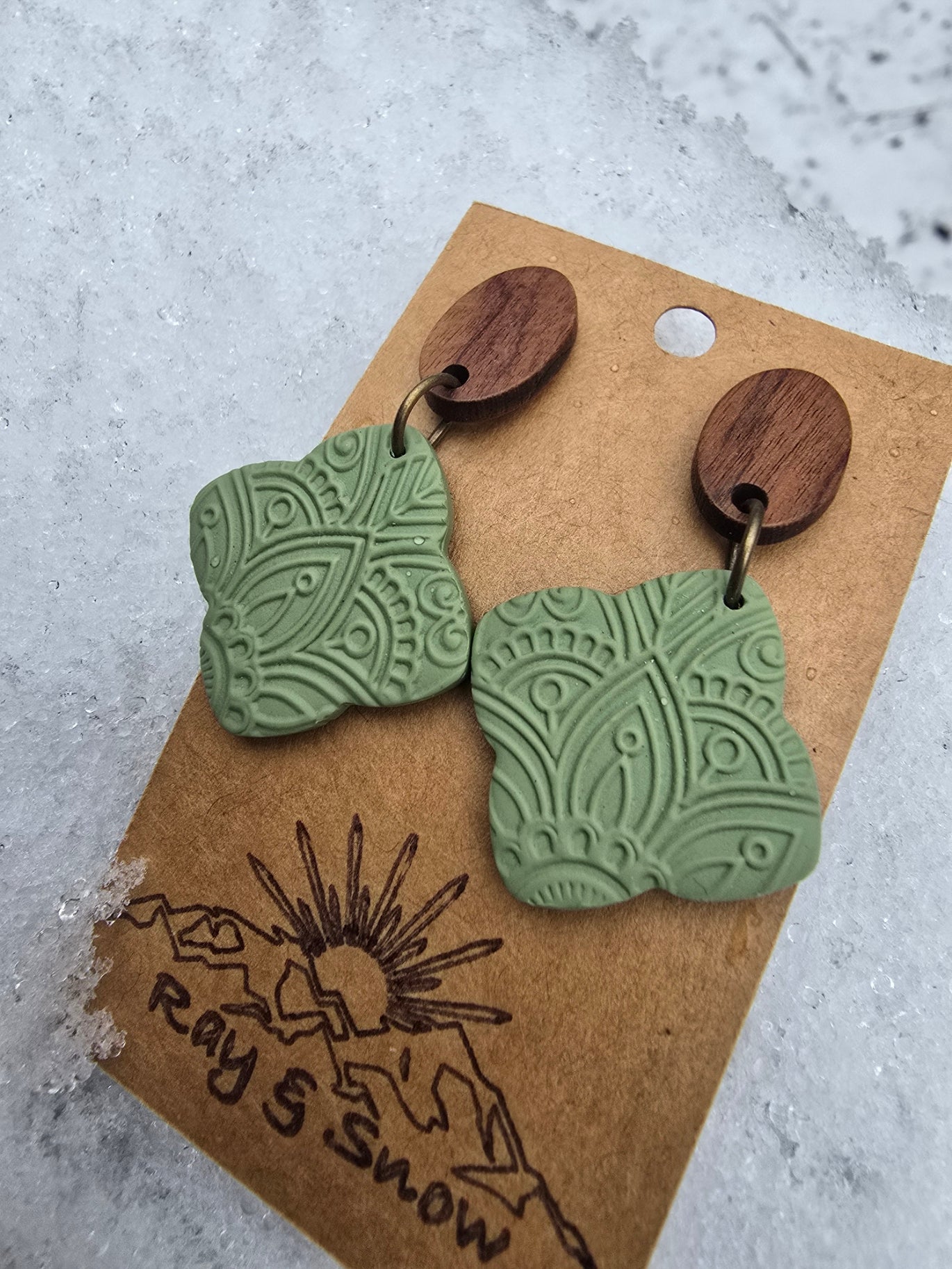 Caroline | Green Textured Polymer Clay Earring
