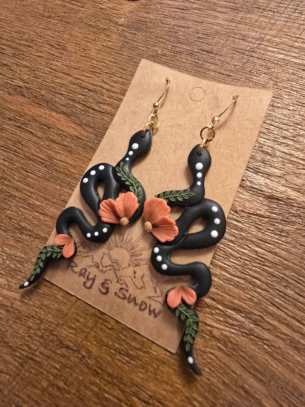 Snake Floral Polymer Clay Earrings
