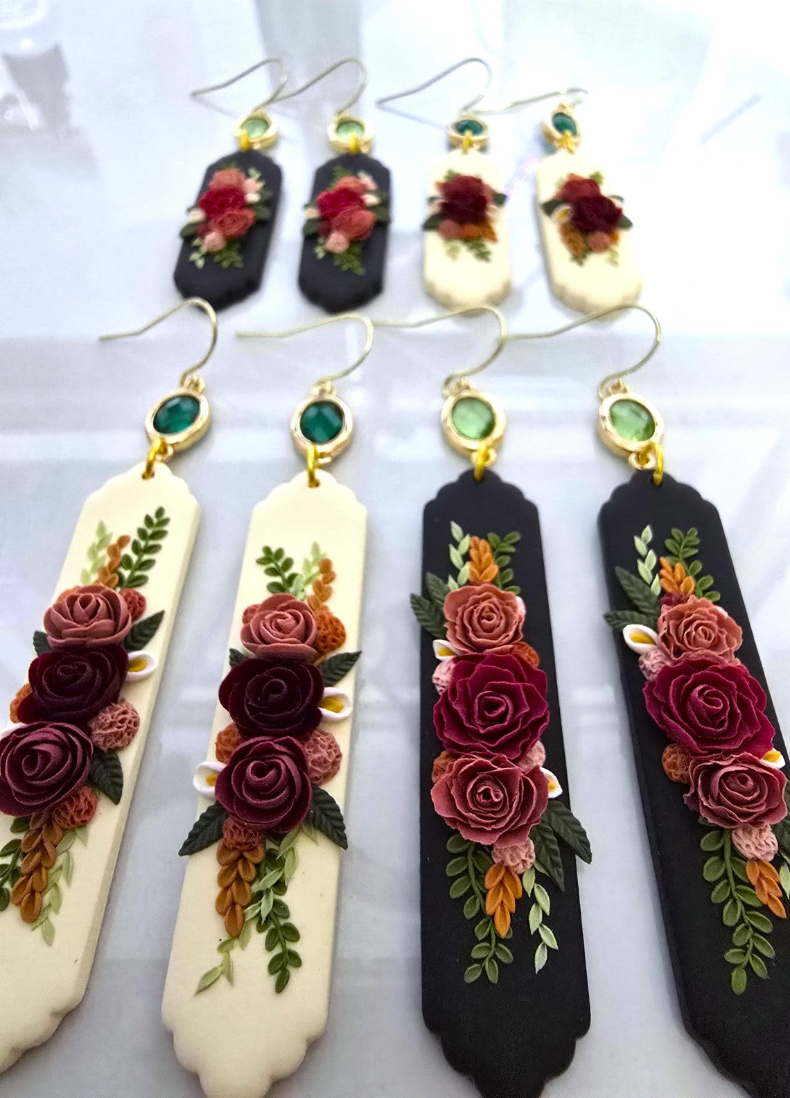 Penelope | White Foral Polymer Clay Foral Earring