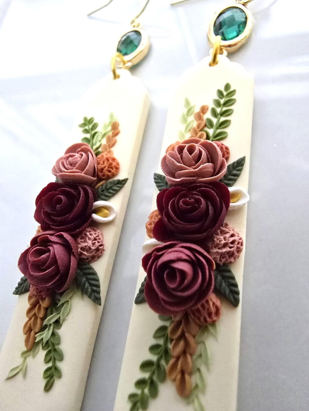 Penelope | White Foral Polymer Clay Foral Earring