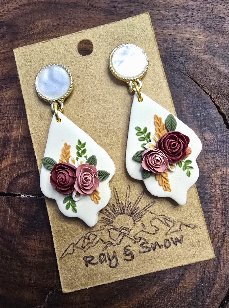 Annaelise I White Polymer Clay Dangle Earring