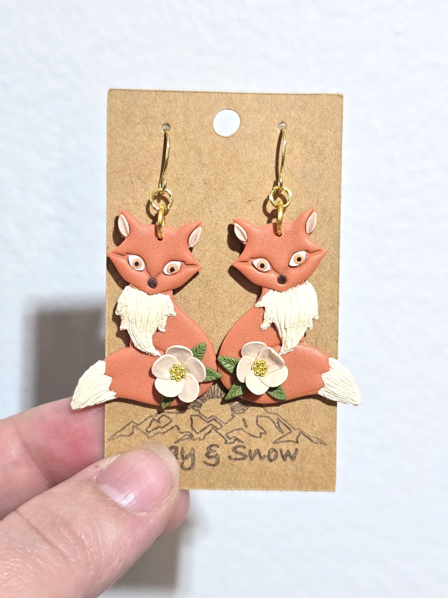 Fox Polymer Clay Dangle Earring