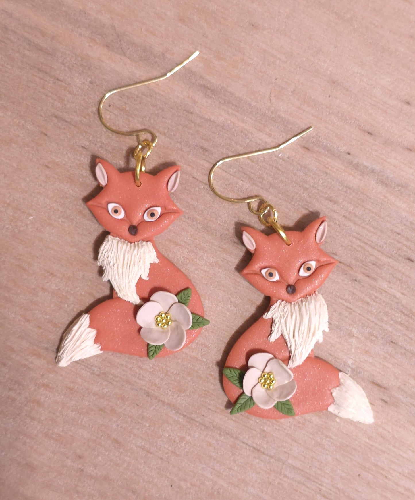 Fox Polymer Clay Dangle Earring
