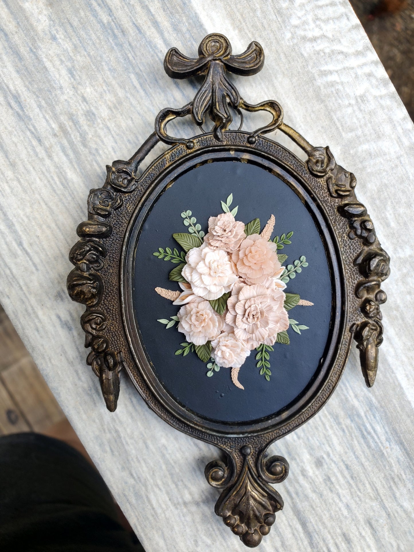Framed Polymer Clay Floral Arrangement