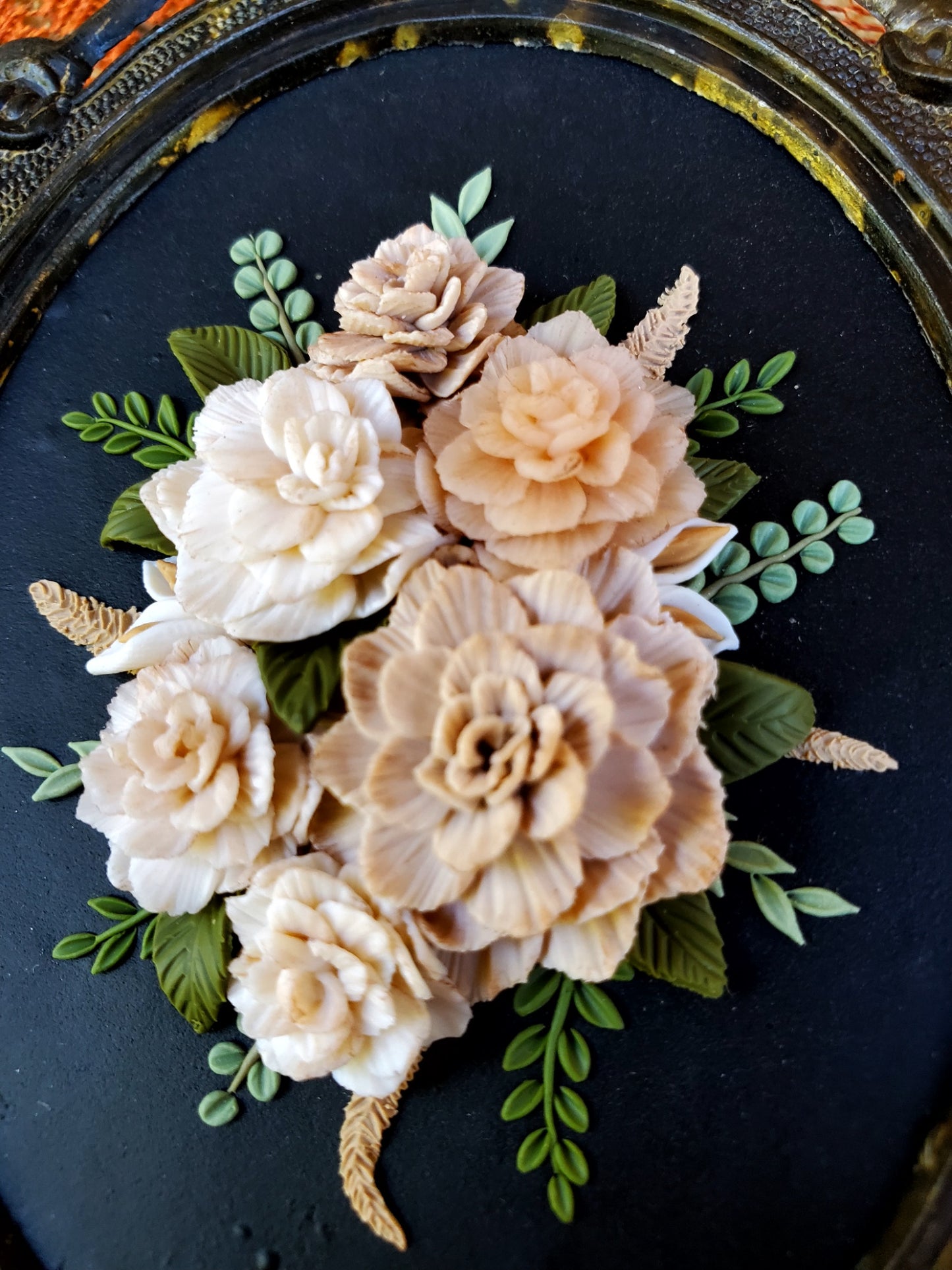 Framed Polymer Clay Floral Arrangement