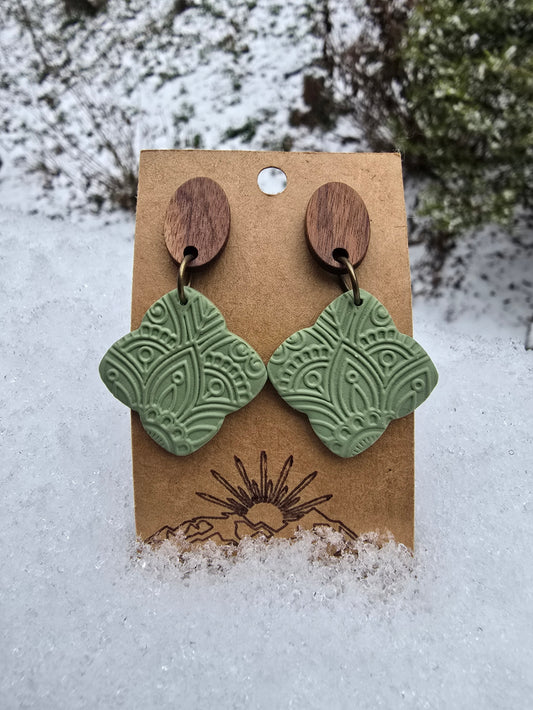 Caroline | Green Textured Polymer Clay Earring