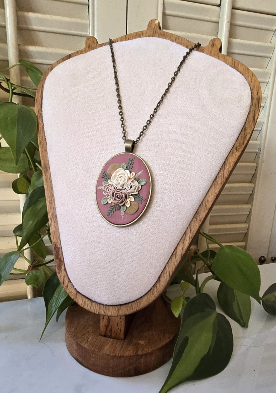 Red Polymer Clay Floral Necklace