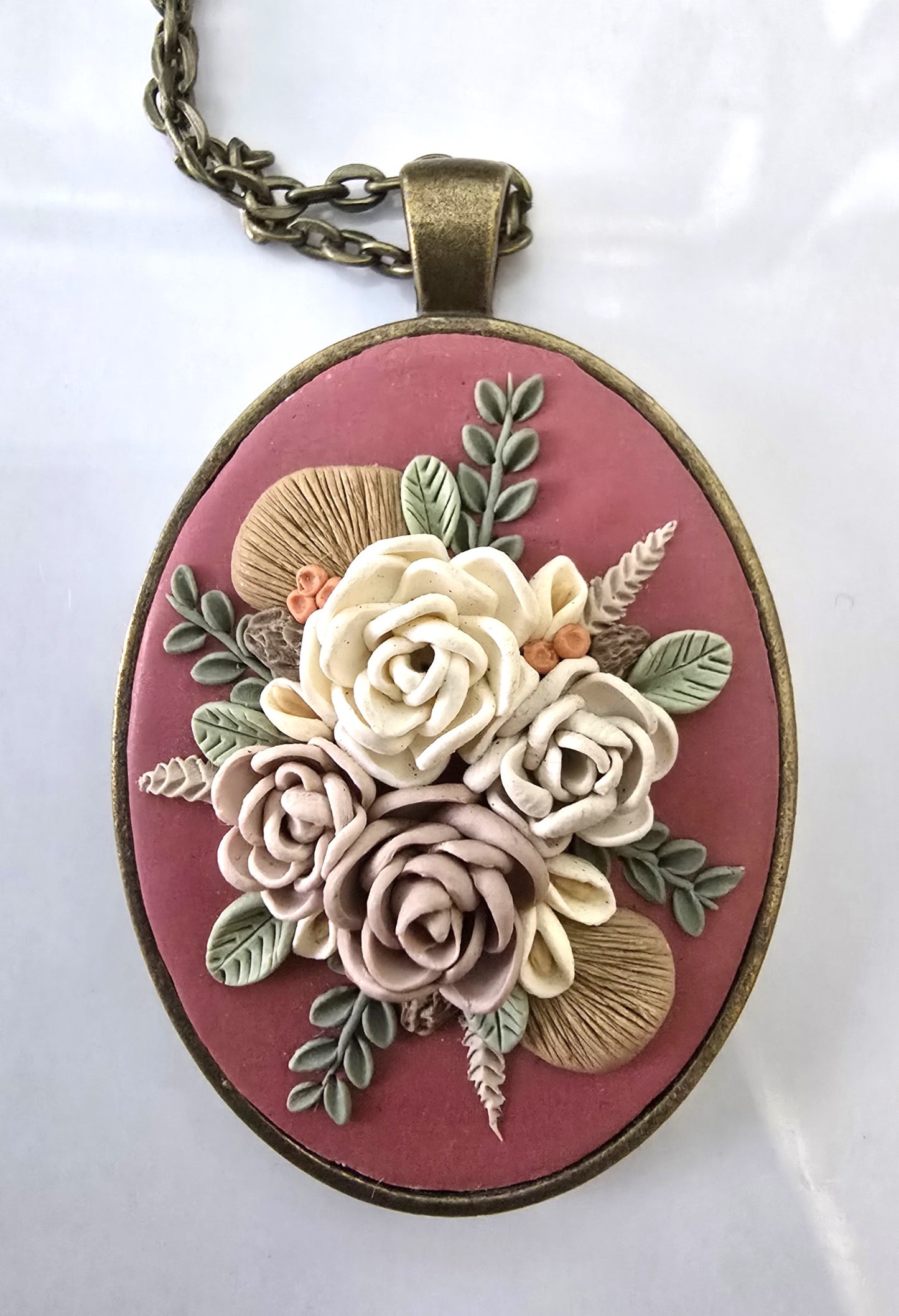 Red Polymer Clay Floral Necklace