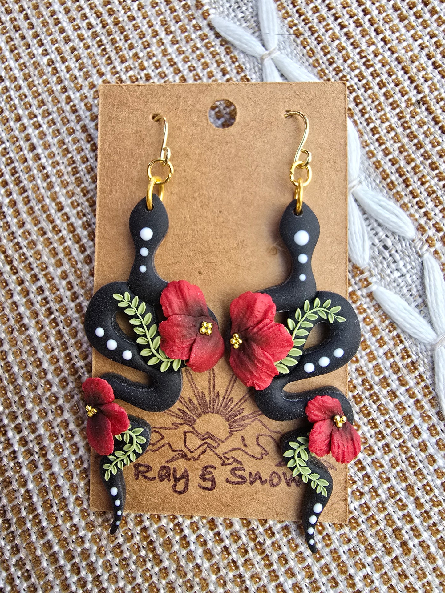 Snake Floral Polymer Clay Earrings