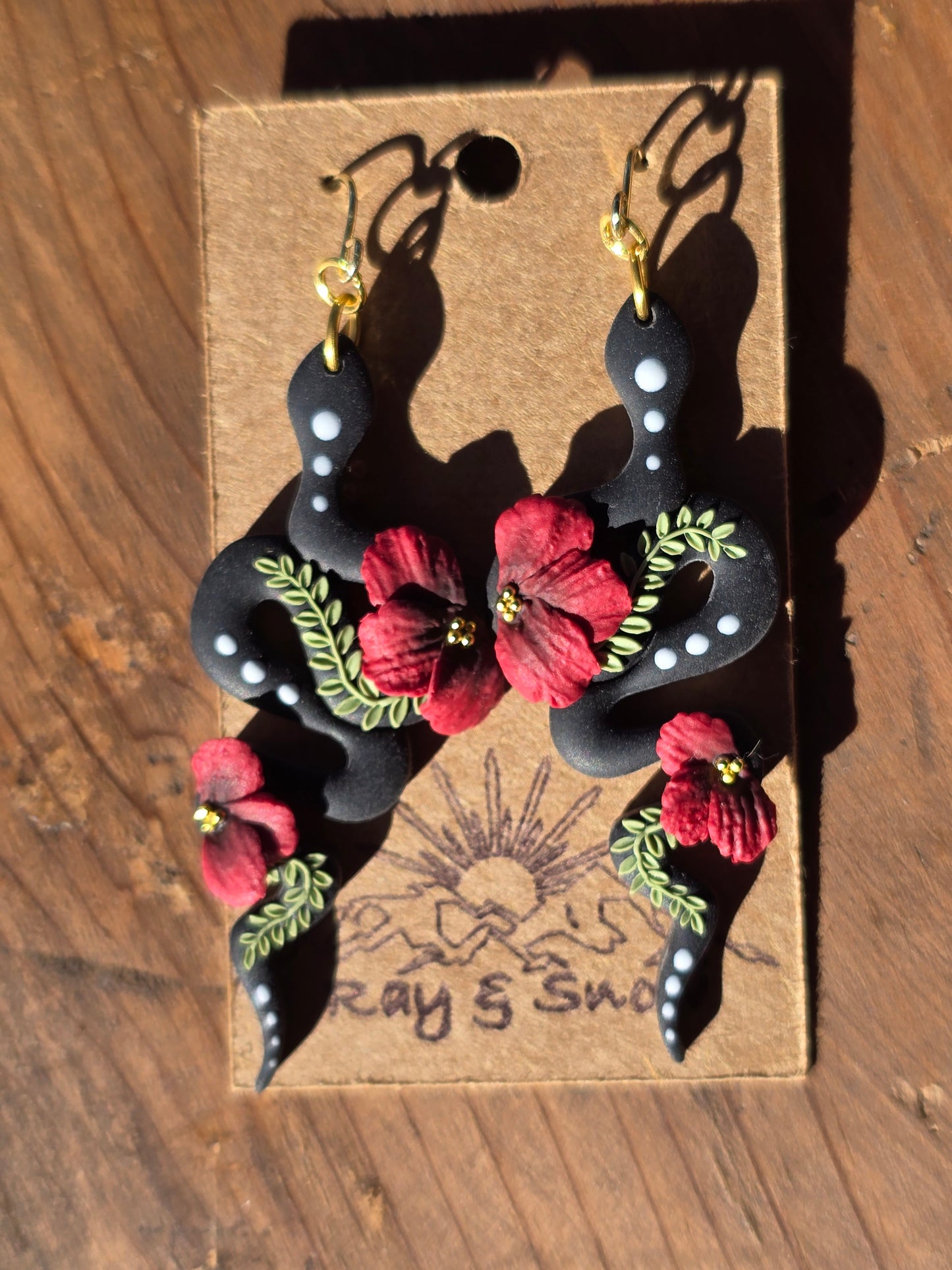 Snake Floral Polymer Clay Earrings
