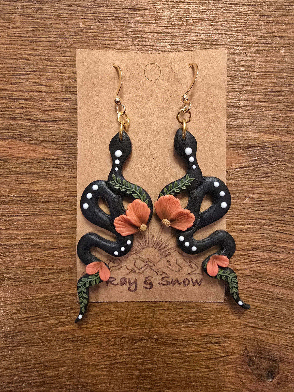 Snake Floral Polymer Clay Earrings